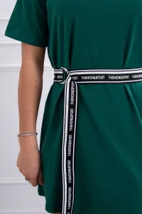 Dress with decorative belt green