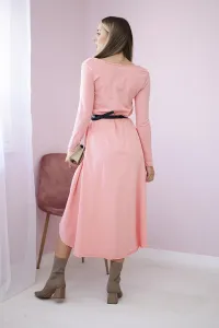 Dress with decorative belt and apricot inscription