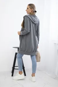 Women's long hoodie Kesi - dark gray melange