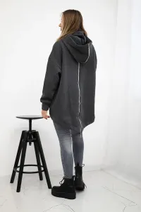 Insulated sweatshirt with a zipper at the back graphite