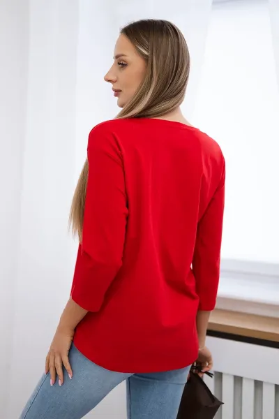 Blouse with flamingo graphics 3D red