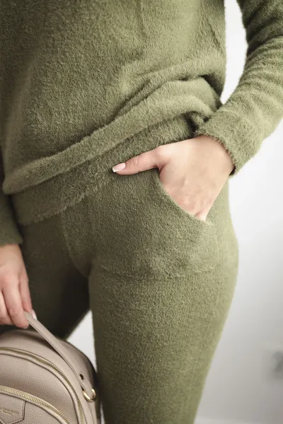 Two-piece khaki set of alpaca sweaters