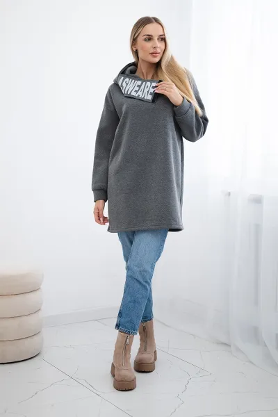 Padded sweatshirt with a graphite hood