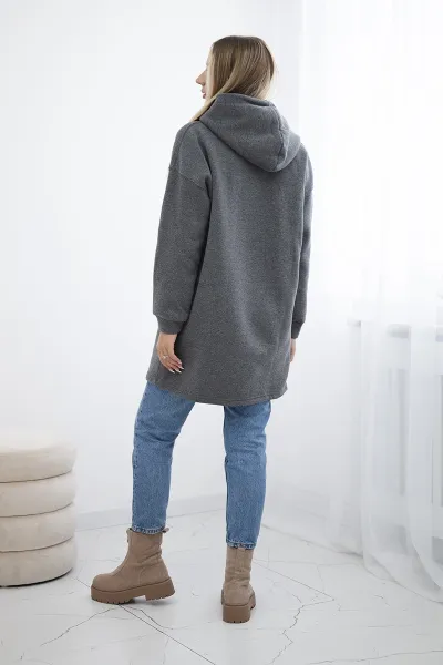Padded sweatshirt with a graphite hood