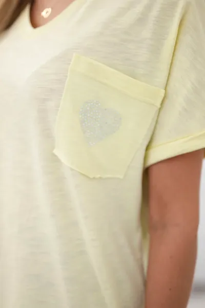 Cotton blouse with pocket yellow