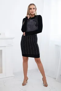 Viscose dress with silver zirconia motif black