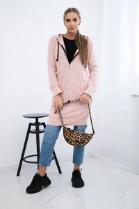 Women's long hoodie Kesi - powder pink
