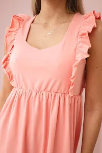 Dress with ruffles on the sides apricot