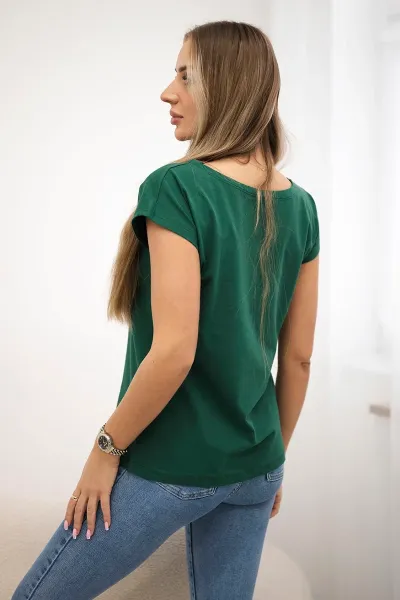 Blouse with green lip print