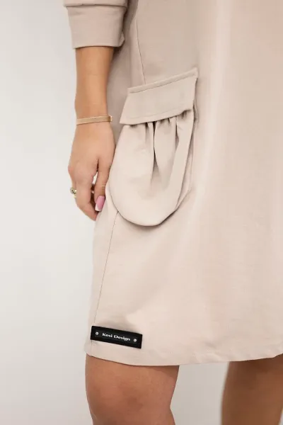 Beige dress with hood