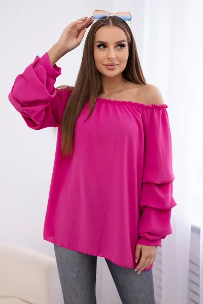 Spanish blouse with decorative sleeves fuchsia