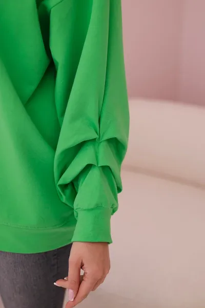 Cotton blouse with bow light green color