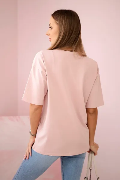 Blouse with Magic print in dark powder pink