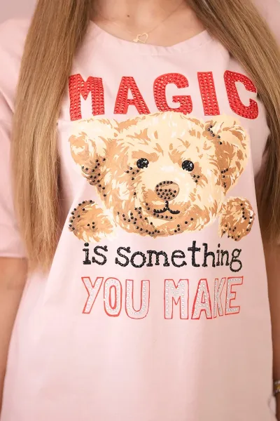 Blouse with Magic print in dark powder pink