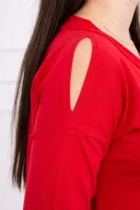 Dress with 3D graphics with red pearls