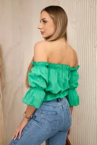 Blouse over the shoulder dark green