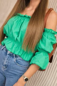 Blouse over the shoulder dark green