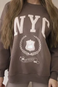 Cotton set of insulated sweatshirt + leggings brown