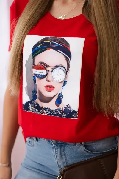 Women's graphic blouse red