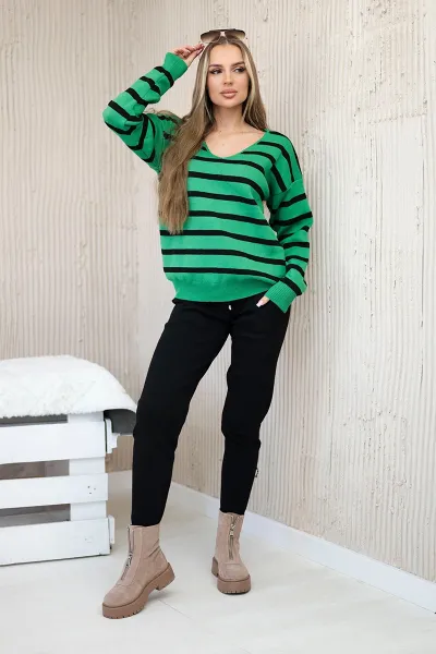 Sweater set Striped sweatshirt + Trousers green