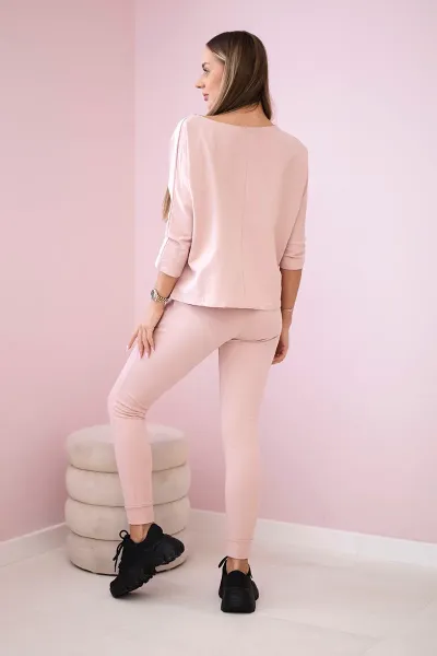Set with Queen print dark powder pink