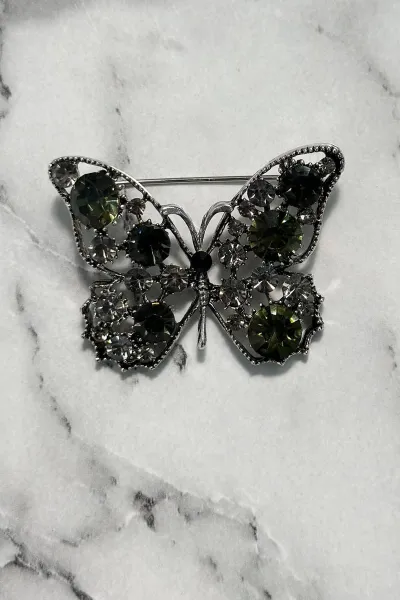 Butterfly Brooch A-2-21-7 green + silver