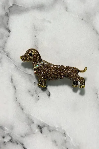 Brooch Dog A-2-21-6 gold color