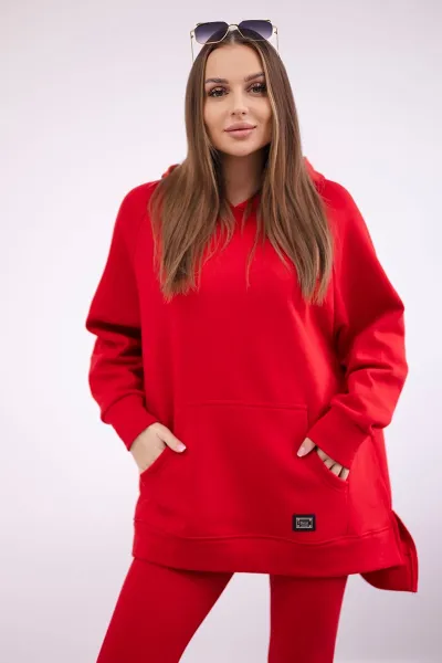 Cotton set insulated sweatshirt + leggings red