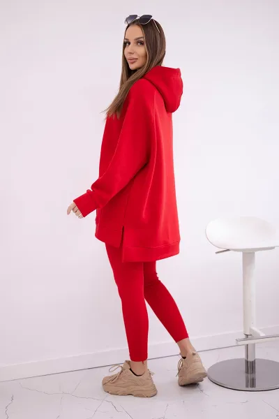 Cotton set insulated sweatshirt + leggings red
