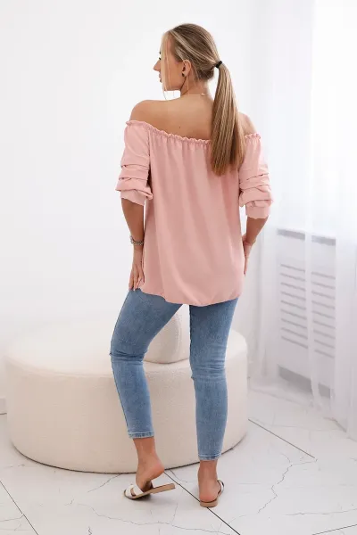 Spanish blouse with decorative sleeves powder pink