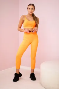 Striped top set with orange neon blouse
