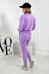 Legínovo Komplet 3 v 1 mikina na patentky + top + nohavice fuksia Farba: Fialová, Veľkosť: UNI