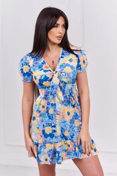 Blue floral dress with V-neck