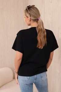 Cotton blouse with decorative bow black