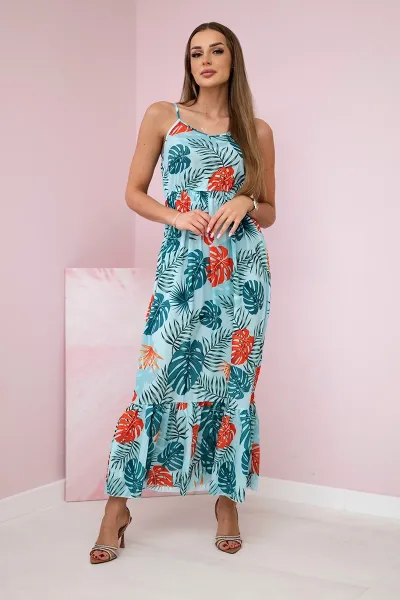 Dress with leaf motif mint