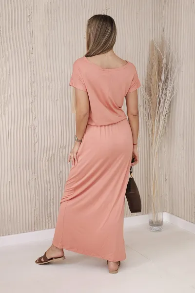 Women's viscose dress with pockets - dark apricot