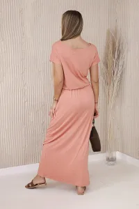 Women's viscose dress with pockets - dark apricot