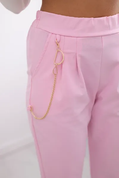 New Punto Trousers with Chain Light Pink
