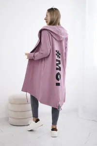 Cardigan with oversize print dark pink
