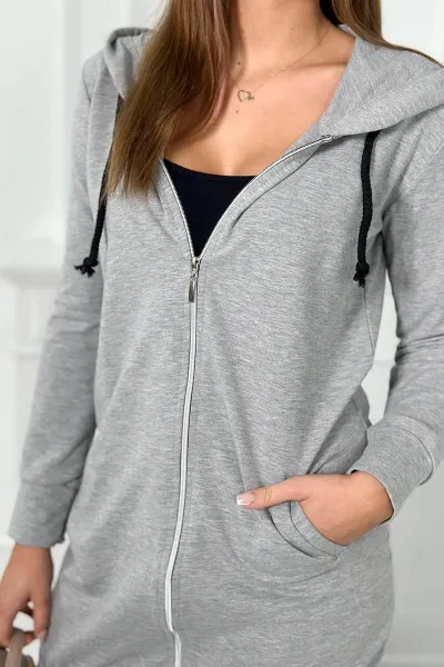 Hoodie with gray melange