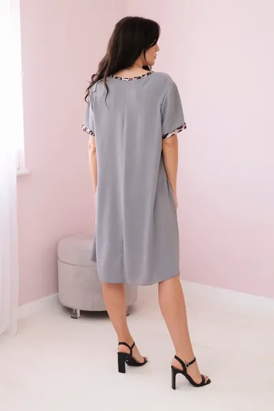 Gray dress with leopard print