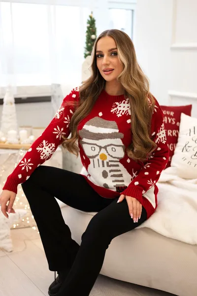 Christmas sweater with red snowman