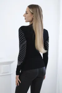 Viscose blouse decorated on neckline and sleeves black