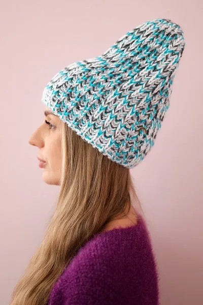 Women's cap Lora K312 turquoise + gray