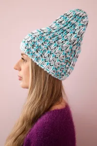 Women's cap Lora K312 turquoise + gray