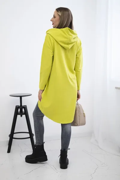Sweatshirt with a long back and kiwi hood