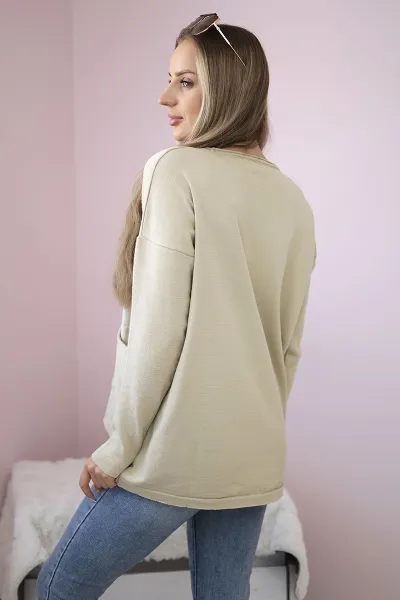 Sweater with front pockets beige