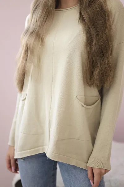 Sweater with front pockets beige