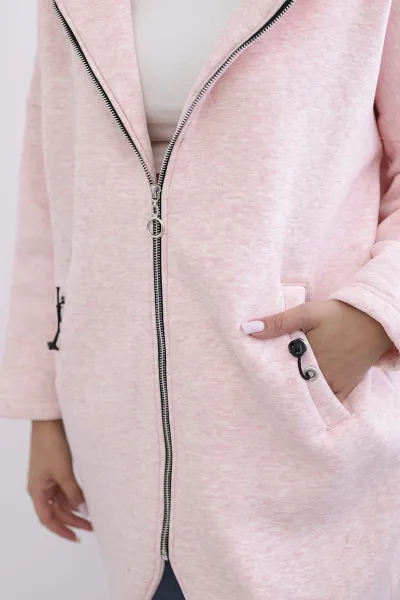 Long insulated sweatshirt powder pink melange