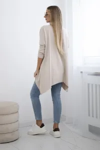 Oversize blouse with beige rainbow lip print